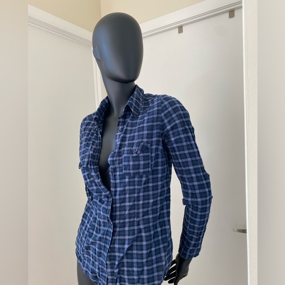 Blue Plaid Button-Up Shirt - Picture 4 of 5